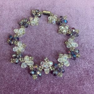 Purple/white real crystal magnetic bracelet